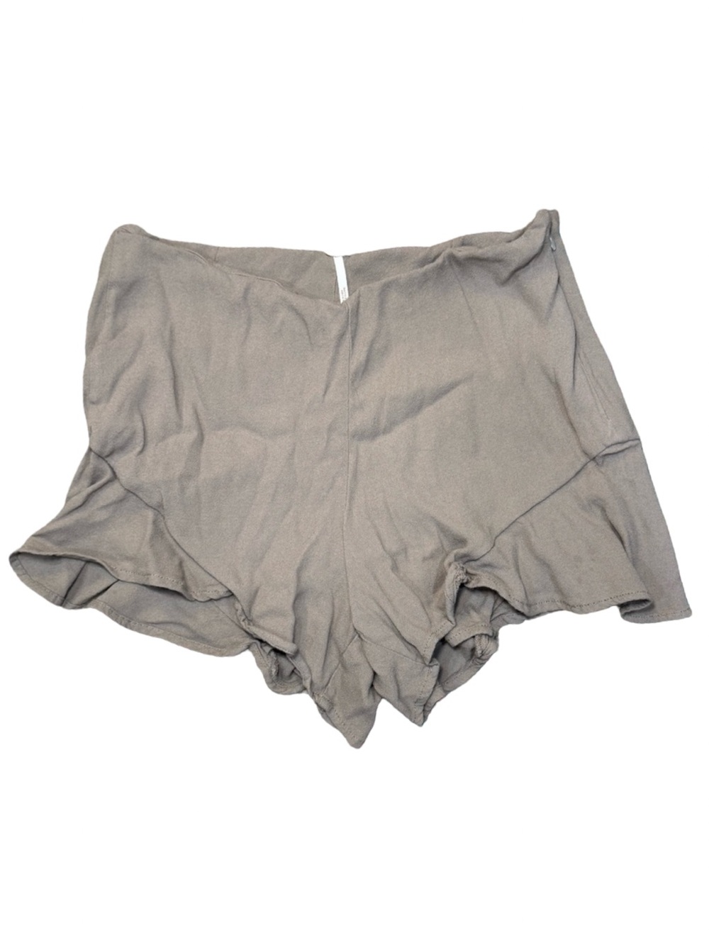 Free People High Waist Ruffle Edge Shorts in Taupe